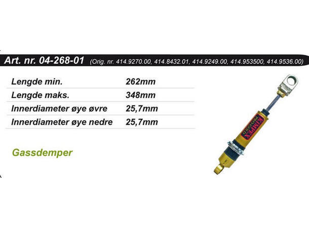 Støtdemper Ski-Doo Bakre Kimpex Gold OEM: 414927000/53500, 414953500/600 